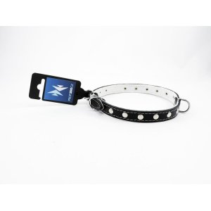 PROFIZOO Obojok STELLA, podšitý filcom, zdobený nitmi (16mm x 45cm) čierna