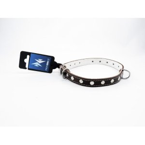 PROFIZOO Obojok STELLA, podšitý filcom, zdobený nitmi (16mm x 45cm) hnedá