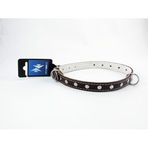 PROFIZOO Obojok STELLA, podšitý filcom, zdobený nitmi (18mm x 50cm) hnedá