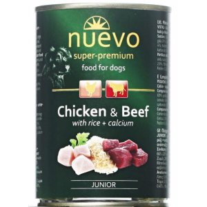 Nuevo pes junior kuracie a hovädzie konz. 400g