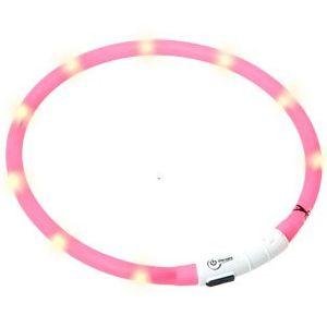 LED svetelný obojok ružový obvod 20-75cm