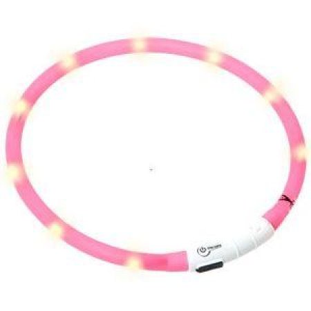 LED svetelný obojok ružový obvod 20-75cm