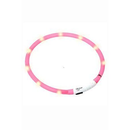 LED svetelný obojok ružový obvod 20-75cm