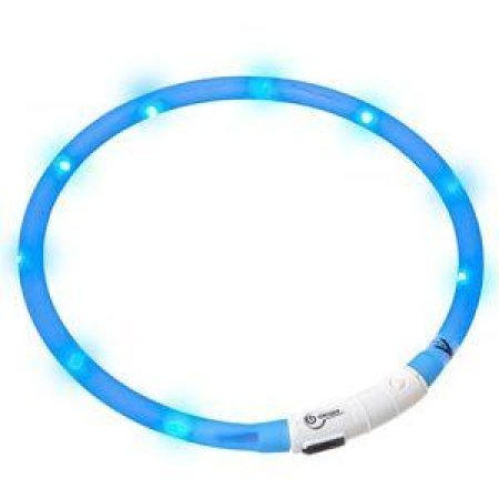 LED svetelný obojok modrý obvod 20-75cm