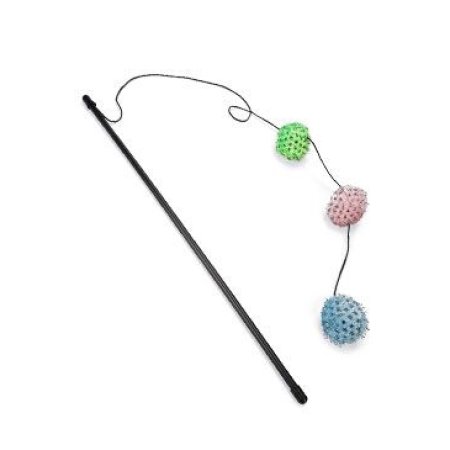 Škádlítko s tromi chlpatými loptičkami, rolničkou a catnipom 50cm