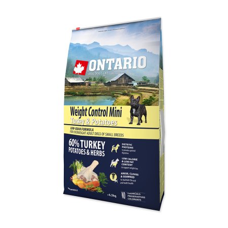 ONTARIO Dog Mini Weight Control Turkey & Potatoes 6,5kg