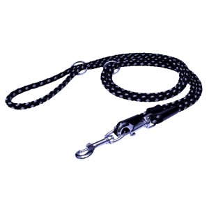 PROFIZOO Vodítko prepínacie - syntetické lano (10mm x 240cm) čierno-šedá