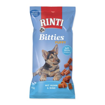 Pochúťka RINTI Extra Bitties Puppy kura + hovädzie 75g