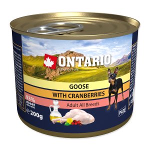 ONTARIO Konzerva mini goose, cranberries, púpava a linseed oil 200g