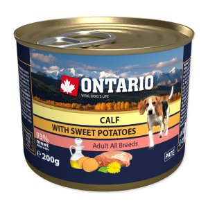 Konzerva ONTARIO mini calf, sweetpotato, púpava a linseed oil 200g