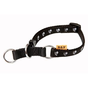 PROFIZOO Obojok polosťahovací popruh TLAPKY (15mm x 23-35cm) čierna