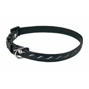 PROFIZOO Obojok STRIEBORNÉ VLNKY (10mm x 18-28cm) čierna