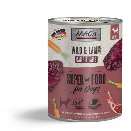 MACs Dog konzerva zverina a jahňa s cestovinami 800g