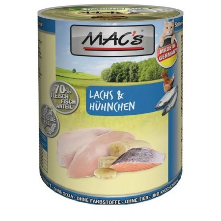 MACs Cat konzerva losos a kura 200g