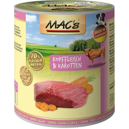 MACs Dog konzerva mäso z hláv a mrkva 800g