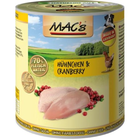 MACs Dog konzerva kura a brusnica 800g