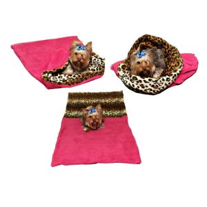 Pelech pre psov XL - tmavo ružová/leopard