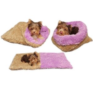 Pelech pre šteniatka/mačiatka - béžová/fialová - DE LUXE