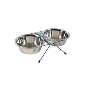 Miska nerez stojan + 2 misky pes STEEL 0,35 l Zolux