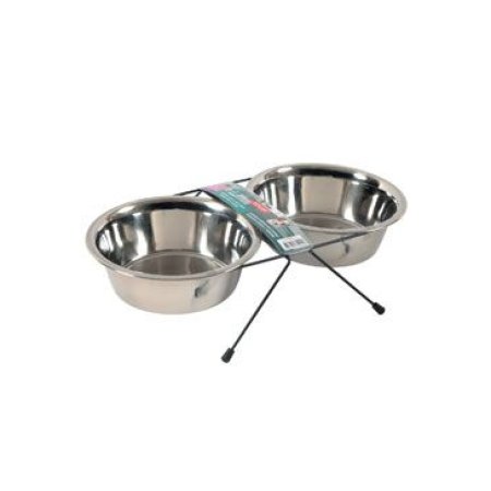 Miska nerez stojan + 2 misky pes STEEL 0,35 l Zolux