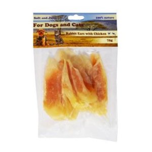 For Dogs and Cats Králičie ucho plnené kuracím mäsom 75g
