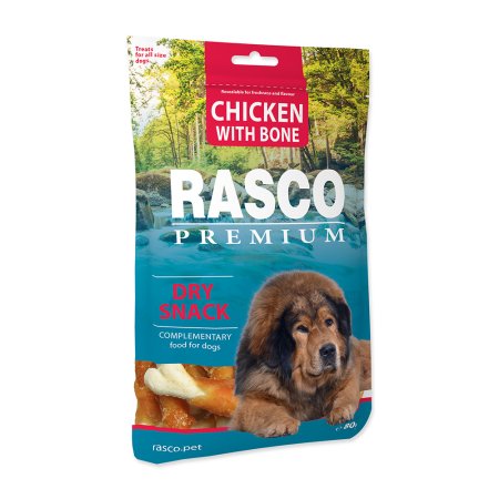 Pochúťka RASCO Premium kosti obalené kuracím mäsom 80g