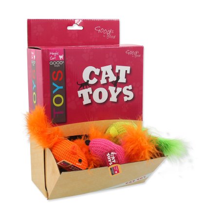 Hračky MAGIC CAT myška bavlnená s catnipom a pierkami 6 cm 40ks
