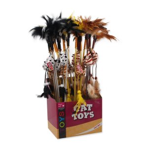 Hračka MAGIC CAT cumlík myška s pierkami bavlna s catnipom 7 cm + 45 cm
