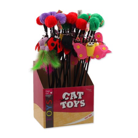 Hračka MAGIC CAT prút s brmbolcom a hračkou mix 6 cm + 45 cm