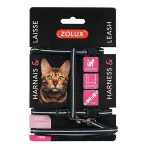 Postroj mačka s vodítkom 1,2m čierny Zolux