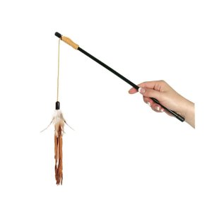 Karlie Hračka škádlítko pre mačky s perím a kožou 50cm