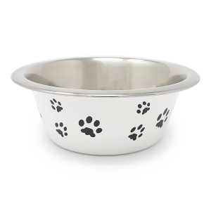 PROFIZOO Miska nerezová Standard s potlačou labky 2600 ml Biela