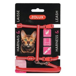 Postroj mačka s vodítkom 1,2m červený Zolux