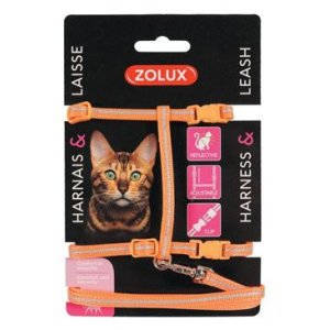 Postroj mačka s vodítkom 1,2m oranžový Zolux