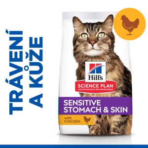 Hill’s Science Plan Sensitive Stomach & Skin pre dospelé mačky s kuracím 1.5 kg