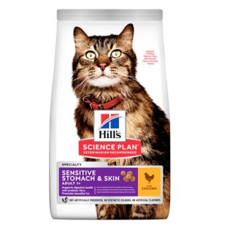 Hill’s Science Plan Sensitive Stomach & Skin pre dospelé mačky s kuracím 1.5 kg