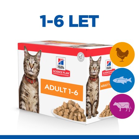 Hill’s Science Plan Feline Adult Chicken x 6 & Beef x 3 & Ocean Fish x 3 MTP Pouch 12 x 85 g