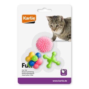 Karlie Hračka pre mačky gumová rôzne tvary rôzne farby 3ks 4x4cm
