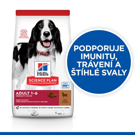 Hill’s Science Plan granule pre stredné dospelé psy s jahňacím a ryžou 2.5 kg