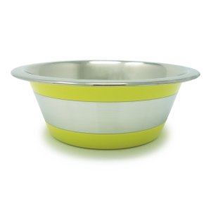 PROFIZOO Miska nerezová Standard 2600 ml Jazmínovo žltá (šedý prúžok)