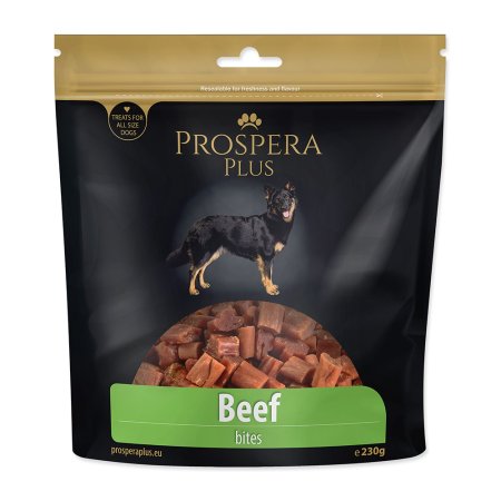 Pochúťka PROSPERA Plus kúsky z hovädzieho mäsa 230 g