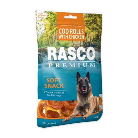 Pochúťka RASCO Premium tresčie rolky obalené kuracím mäsom 80g