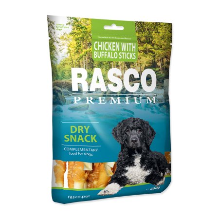 Pochúťka RASCO Premium tyčinky byvolí obalené kuracím mäsom 230g