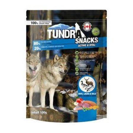 TUNDRA pes snack Duck, Salmon, Game Active&Vital 100g