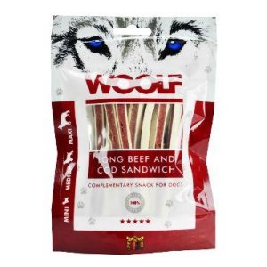 WOOLF pochúťka soft beef and cod sandwich long 100g
