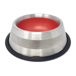 PROFIZOO Miska nerezová protišmyková 900 ml Červená (široký šedý prúžok)