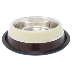 PROFIZOO Miska nerezová protišmyková 1550 ml Hnedá/Béžová (sivý prúžok)