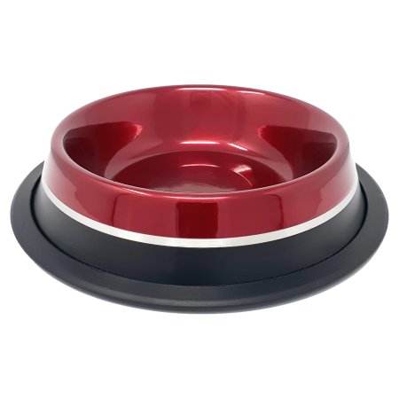 PROFIZOO Miska nerezová protišmyková 230 ml Červená/Čierna (sivý prúžok)