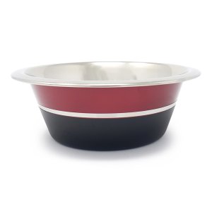 PROFIZOO Miska nerezová Štandard 2600 ml Červená/Čierna (sivý prúžok)