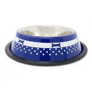 PROFIZOO Miska nerezová protišmyková 520 ml Námornícka modrá s potlačou